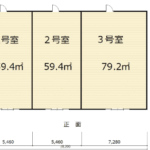 新築物件 貸店舗・事務所【１号室・2号室空き有】 ⼩⼭市⼤字横倉新⽥ 専有⾯積 59.60㎡